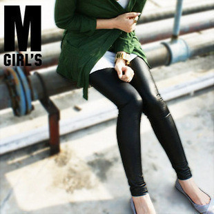 2012 autumn the trend of women leather pants legging all-match boot cut jeans SS33