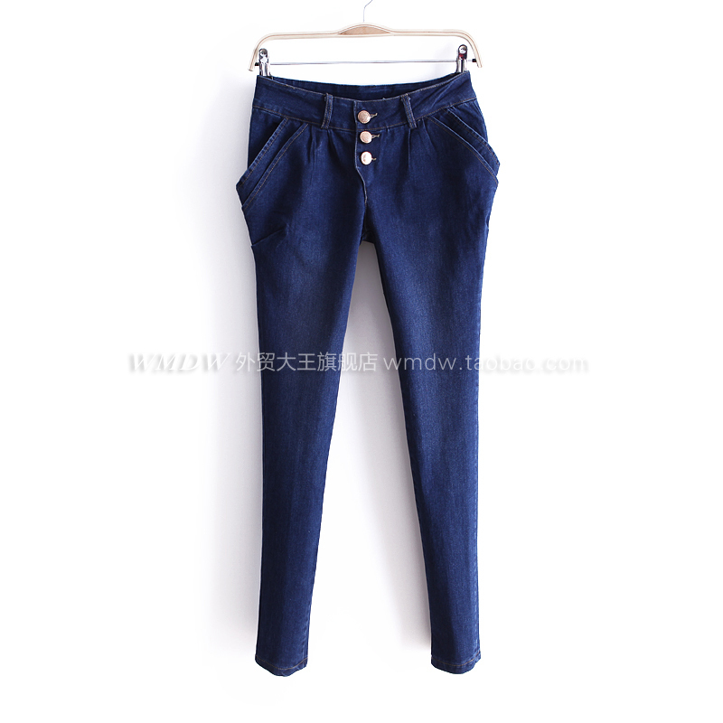 2012 autumn the trend of zipper decoration low-waist double layer pocket casual jeans wk1356