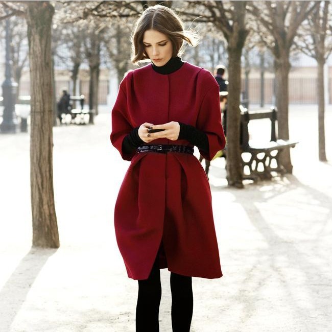 2012 autumn top fabric royal wind woolen outerwear handmade cashmere trench dress female