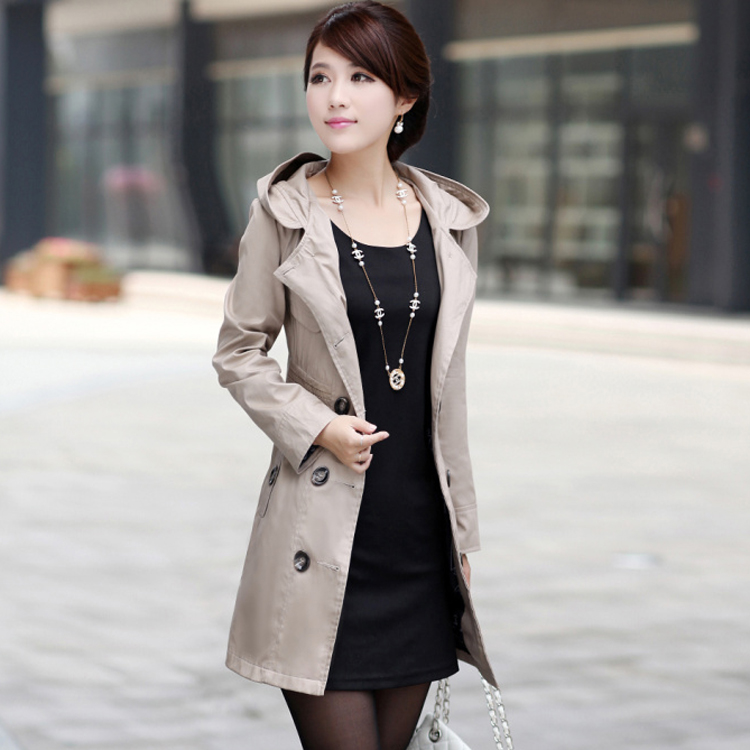 2012 autumn trench fashion with a hood double breasted slim trench outerwear (WC024)