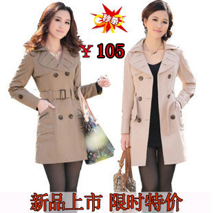 2012 autumn trench female spring and autumn outerwear ol long design long-sleeve trench