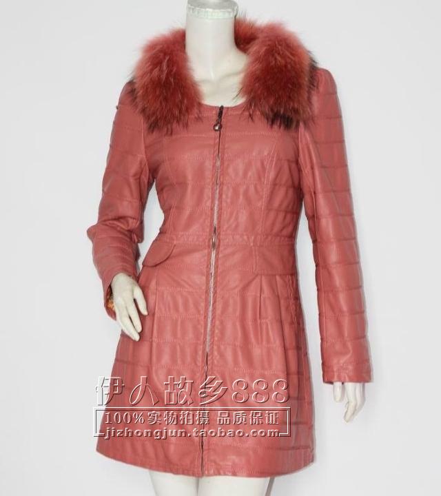 2012 autumn water washed leather cotton-padded coat elegant fashion women leather clothing new style 201215 chromophous