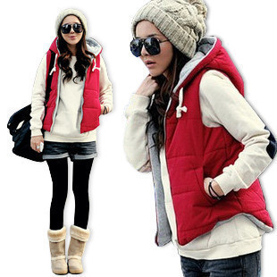 2012 autumn winter fashion with a hood plus size cotton vest outerwear thickening female vest