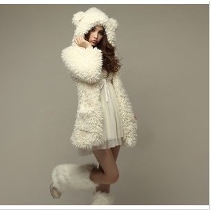 2012 Autumn Winter Faux Lamb Wool Medium-Long Women's Outerwear ,Ladies' Winter Coat .Lovely Fashion Wear.