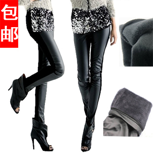 2012 Autumn&winter hot-selling women's thickening legging!ladies' slim bootcuts with cotton patchwork,imitation leather pants