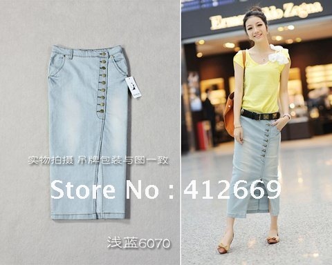 2012 autumn-winter new  style lady's slim denim skirt, fork jeans skirt