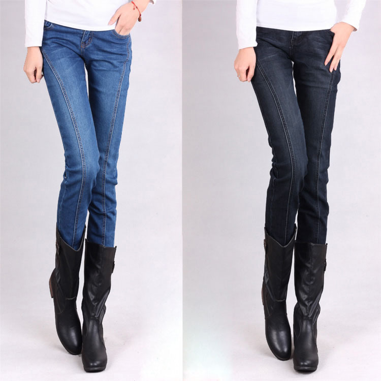 2012 Autumn & Winter Women Mid-wasit Skinny Jeans Blue/Black Classic Jeans Free Shipping  NCMPGNN