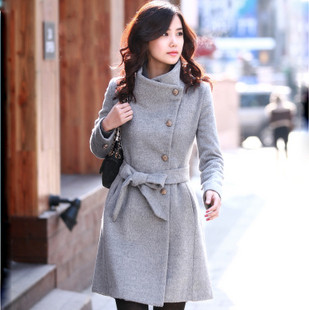 2012 Autumn & Winter Women Wool Long Trench Coat, 3 Colors (S-M-L-XL), Free Shipping