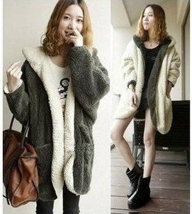 2012 autumn winters is reversible hooded the lambs wool bat) upset warm coat fluffy coat