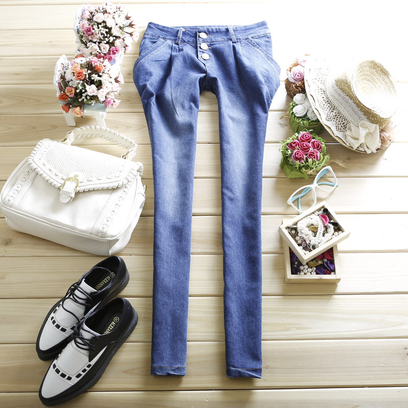 2012 autumn Women all-match slim jeans skinny pants long trousers blue