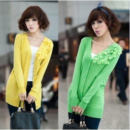 2012 Autumn Women Cut Sweater Applique Long-Sleeve Sweater Women Long Design Cardigan Outerwear Retail Free Shipping