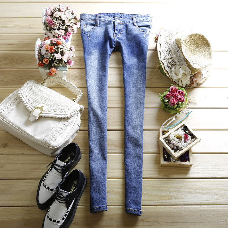 2012 autumn Women fashion classic slim low-waist denim trousers skinny pants jeans