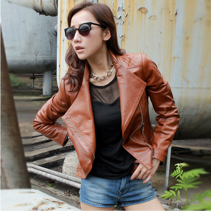 2012 autumn women outerwear leather clothing women's motorcycle sheep genuine leather clothing motorcycle clothing free shipping