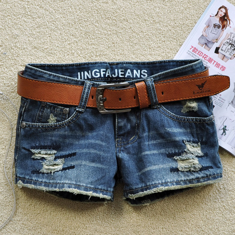 2012 autumn women's all-match casual denim shorts personality hole jeans boot cut jeans