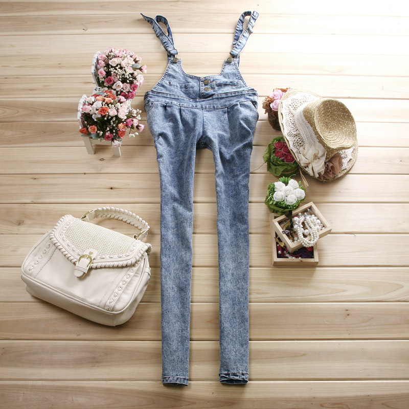 2012 autumn women's bib pants jeans trousers