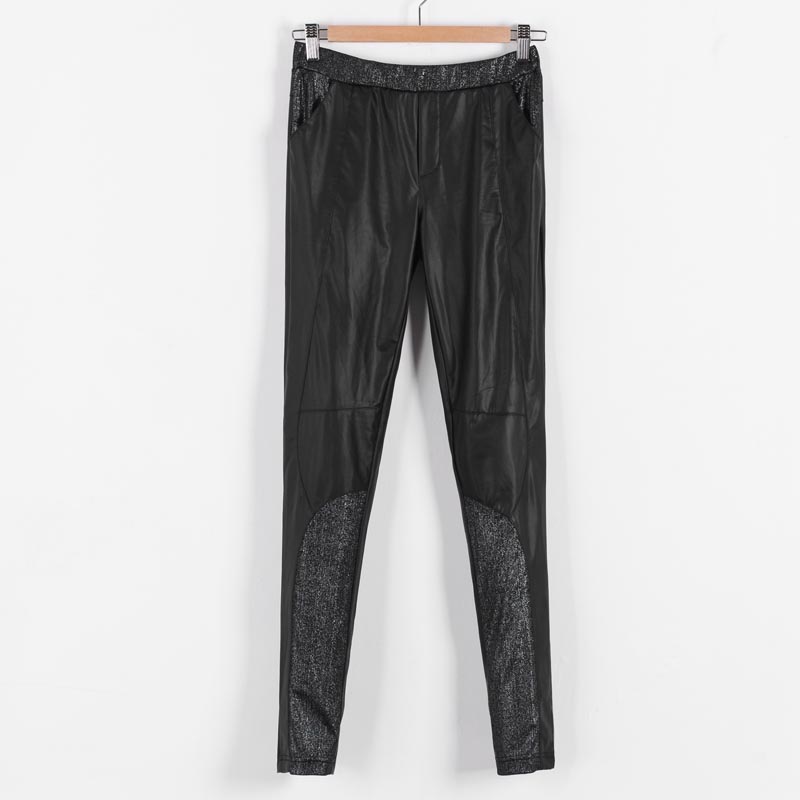 2012 autumn women's black trousers female leather pants legging jk397