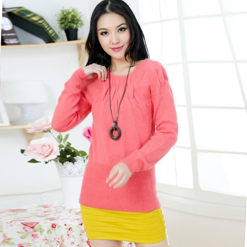 2012 autumn women's casual loose pleated slim o-neck long-sleeve sweater h-05