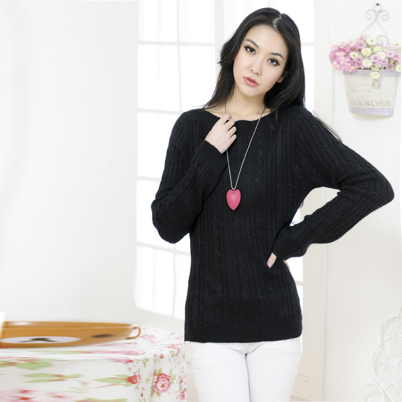 2012 autumn women's casual loose slit neckline plus size long-sleeve sweater 027