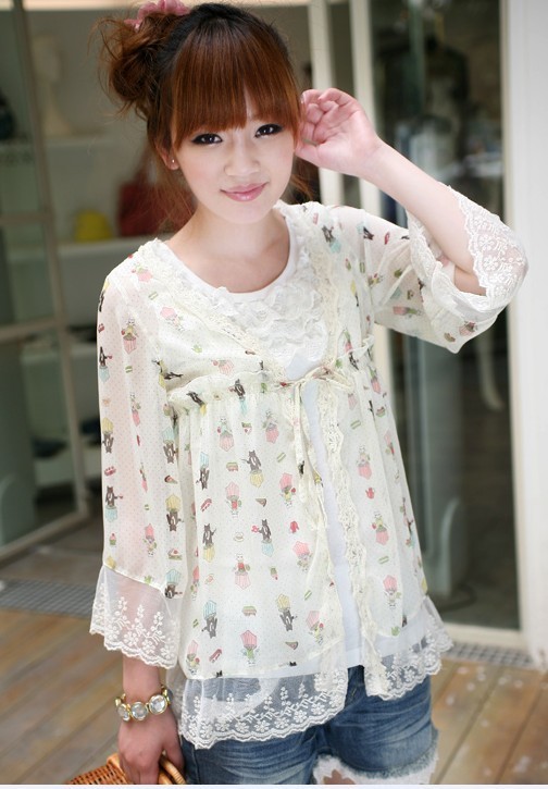 2012 autumn women's chiffon patchwork coat cardigan sun protection shirt long-sleeve cape