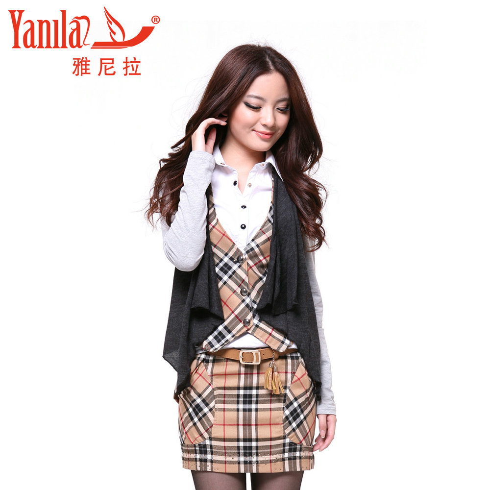 2012 autumn women's fashion casual slim vest short-sleeve set skirt 90821