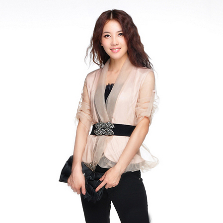 2012 autumn women's fashion silk organza slim elegant coat top free shipping