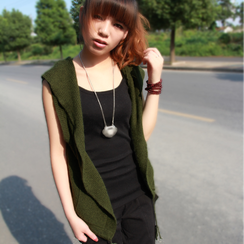 2012 autumn women's irregular sweater outerwear vest female loose sweater cardigan thickening