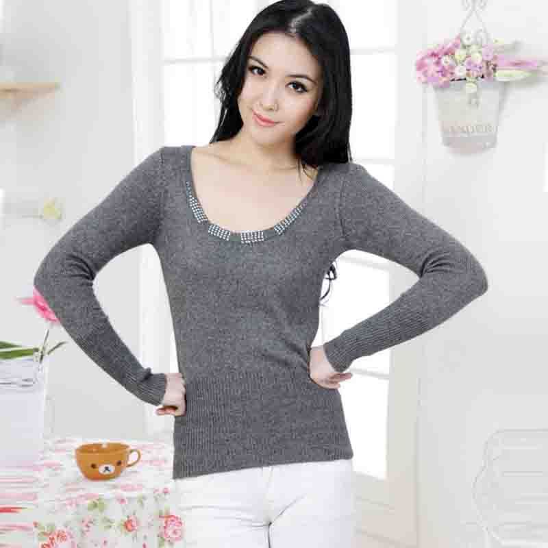 2012 autumn women's long-sleeve casual o-neck cutout diamond sweater 031