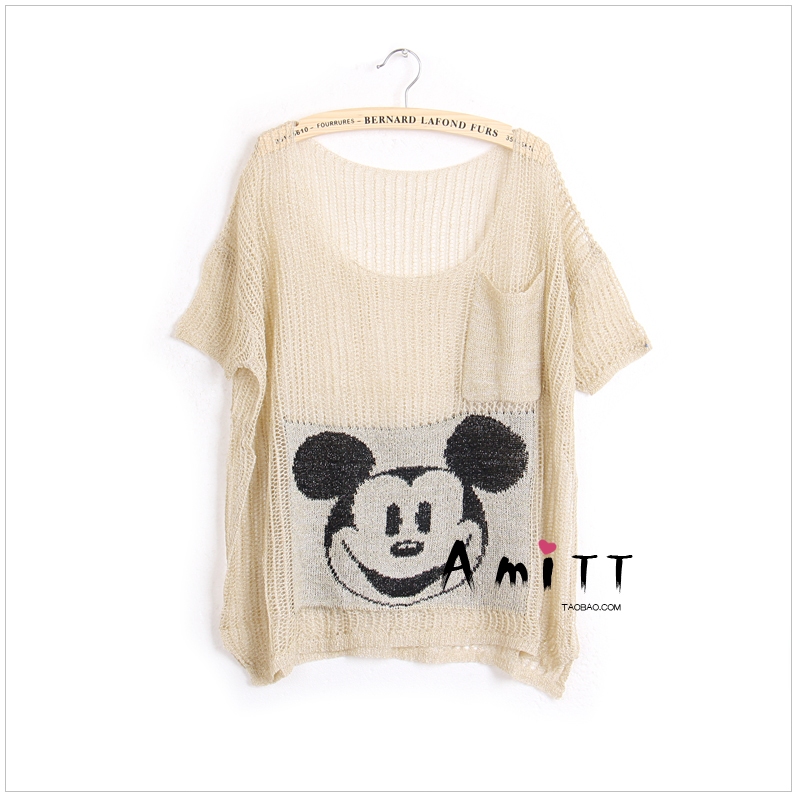 2012 autumn women's MICKEY MOUSE cutout loose pullover sweater shirt outerwear gy5029