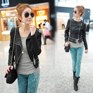 2012 autumn women's new arrival short design slim zipper outerwear sweet PU small leather clothing