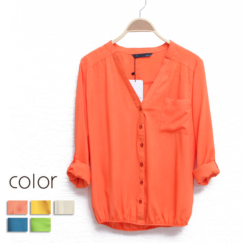 2012 autumn women's ol fashion trend V-neck elegant long-sleeve female shirt wc1248