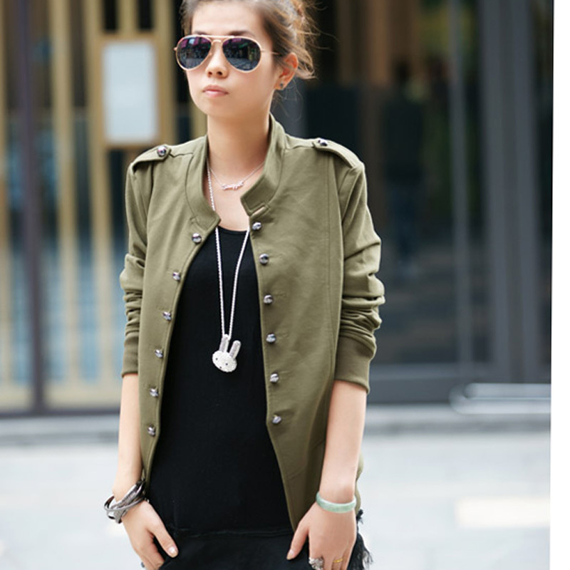 2012 autumn women's plus size casual slim stand collar double breasted jacket cardigan long-sleeve outerwear