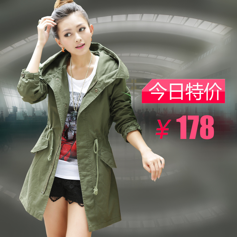 2012 autumn women's plus size long-sleeve medium-long casual fashion trench slim outerwear female