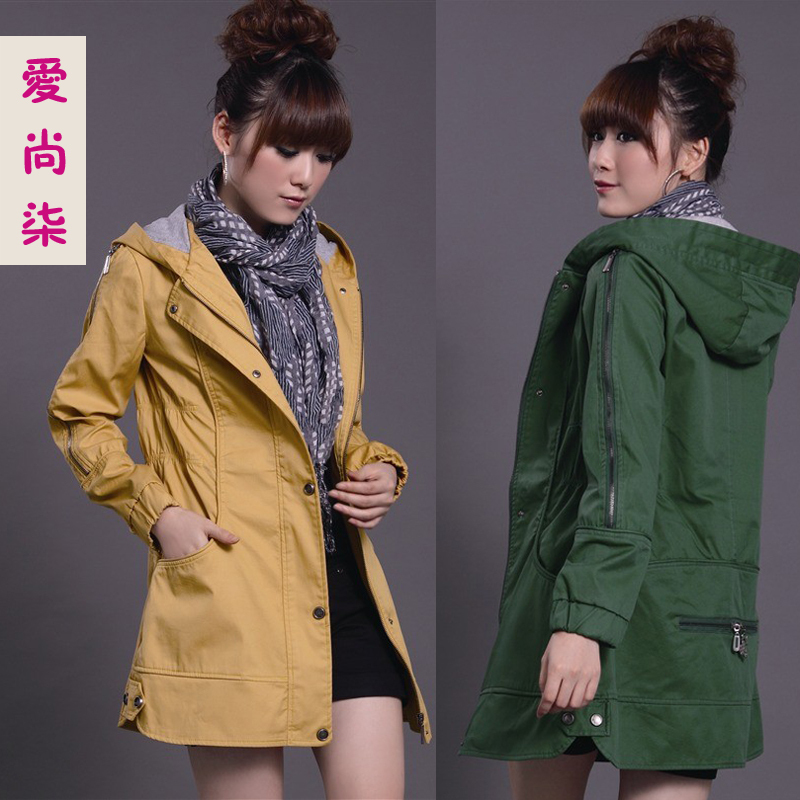 2012 autumn women's plus size outerwear slim women's trench female outerwear spring and autumn medium-long