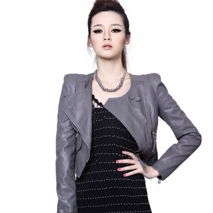 2012 autumn women's PU short design zipper small leather clothing women outerwear motorcycle jacket