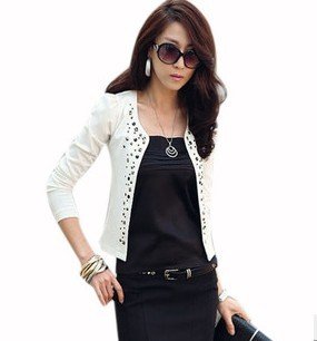 2012 autumn women's rivet casual cardigan coat female o-neck long-sleeve short jacket coat free shipping