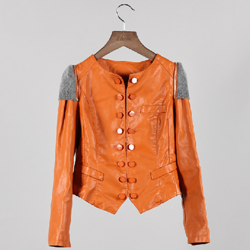 2012 autumn women's short design water wash PU leather jacket leather clothing o-neck outerwear