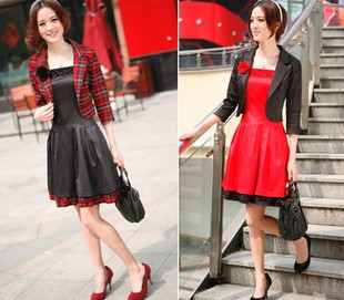 2012 autumn women's slim coat suspender skirt twinset dress one-piece dress