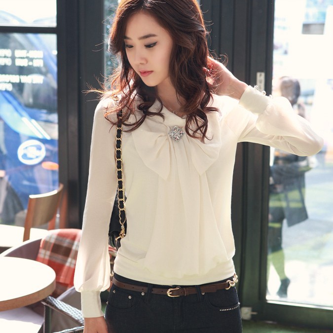 2012 autumn women's slim elegant chiffon shirt women's female casual basic shirt thin