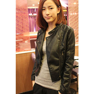 2012 autumn women's slim short design motorcycle jacket Women PU clothing coat