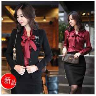 2012 autumn women's slim work wear shirt suit cover dresses set piece set lady's weart