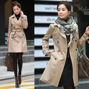 2012 autumn women's spring and autumn fashion trench outerwear female double breasted slim women's