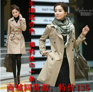 2012 autumn women's spring and autumn fashion trench outerwear female double breasted slim women's trench