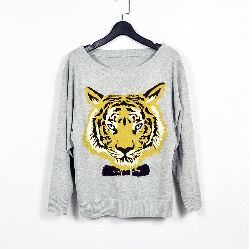 2012 autumn women's tiger head loose long sleeve pullover sweater 5 colors