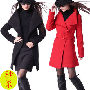 2012 autumn women's trench female outerwear autumn long design slim woolen overcoat female