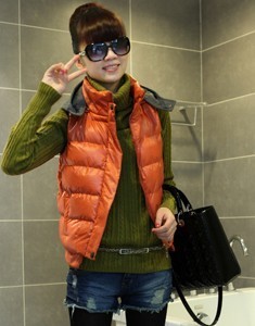 2012 autumn women's wadded jacket cotton-padded jacket shiny casual thermal hooded vest outerwear female