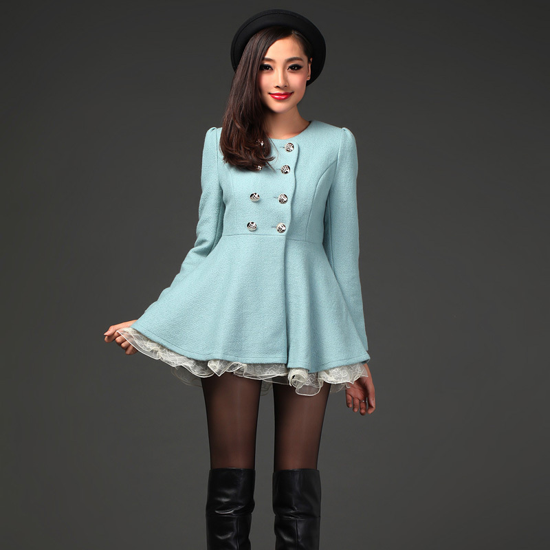 2012 autumn woolen outerwear wool coat women double breasted trench thermal