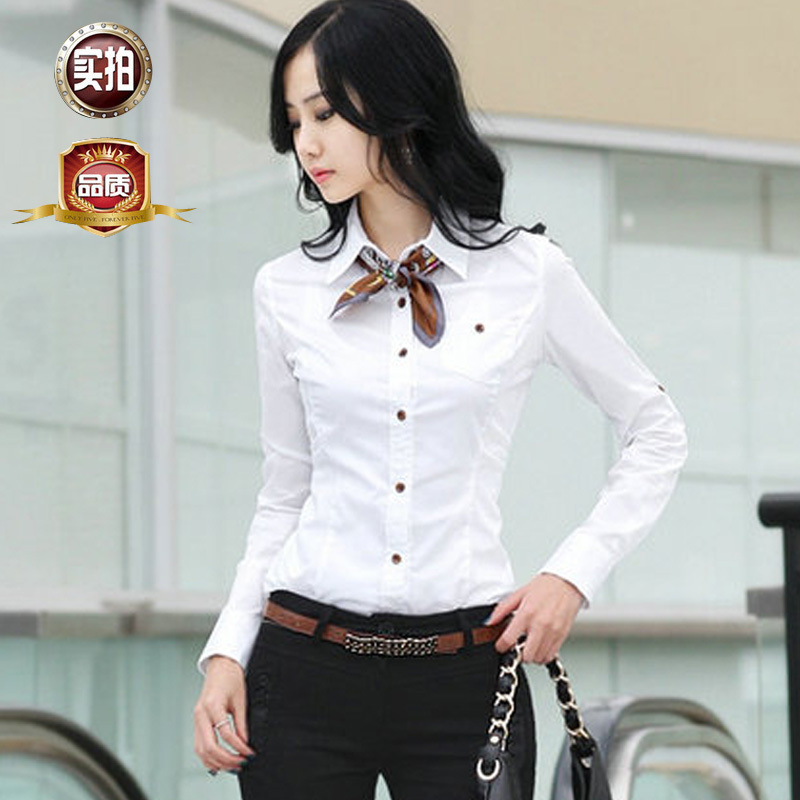 2012 autumn work wear women OL outfit fashion slim 100% cotton shirt long-sleeve shirt A1409