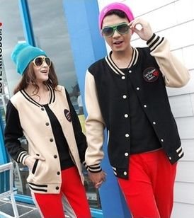 2012 Autunm Women's Men's Long Sleeve Varsity Jacket Love Letter Mandarine Baseball Coat  Sportwear M-XXL