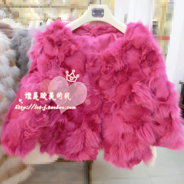 2012 ayomi o-neck three quarter sleeve fur overcoat outerwear female