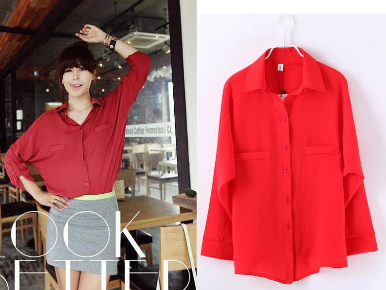 2012 batwing sleeve chiffon shirt